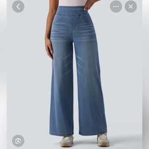 Halara Flex high waisted tummy control wide leg denim jeans